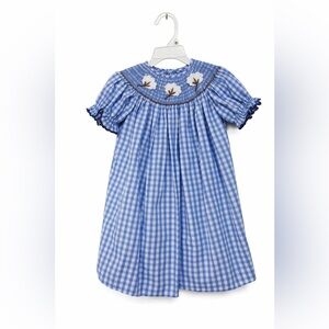 Three Sisters Blue Gingham Smocked Dress – Cotton – Girls - 18M